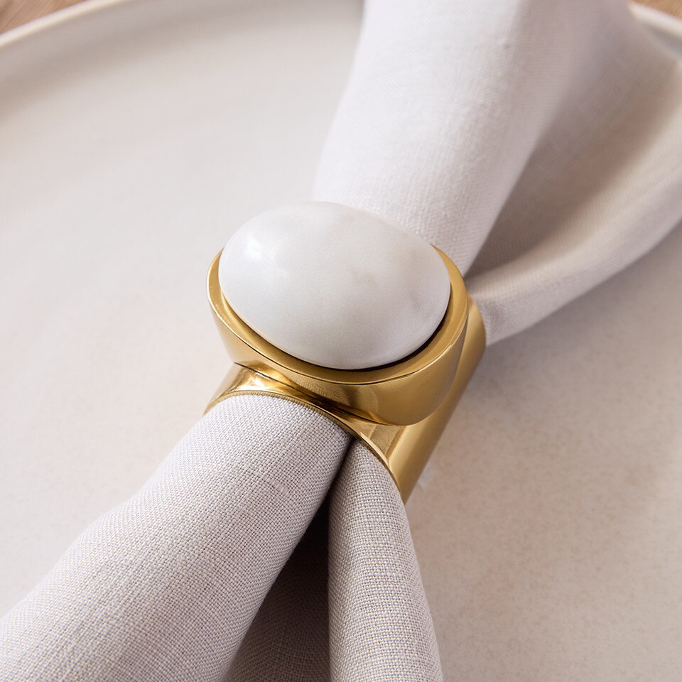 Marble Napkin Rings (Set of 4) West Elm UK